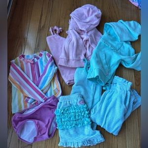 Lot of 8 size 2T rufflebutts clothing 2 piece bathing suit and Terry cover ups